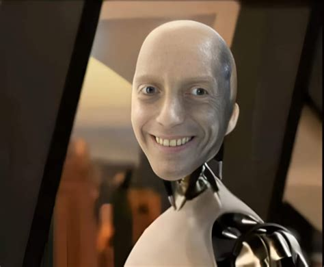The robot from I, Robot (Will Smith movie) with an extra wide smile